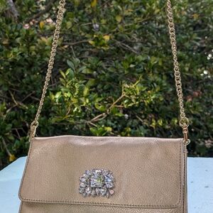 Lilly Pulitzer Gold Crossbody Bag with Jewel Accent